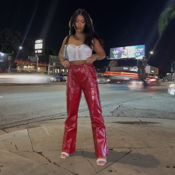 Princess Polly Red Leather Pants 